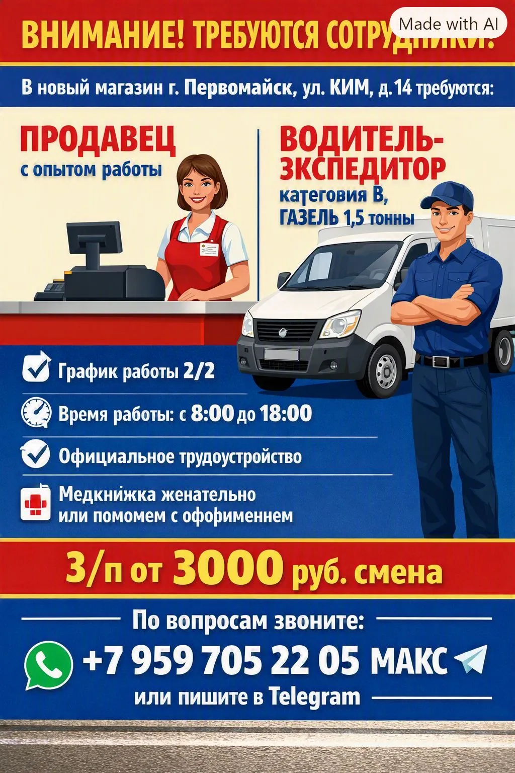 В новый магазин требуются сотрудники.